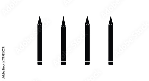 Collection of pencil silhouettes isolated on white background