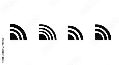 Four wifi signal icons in different levels isolated on white background