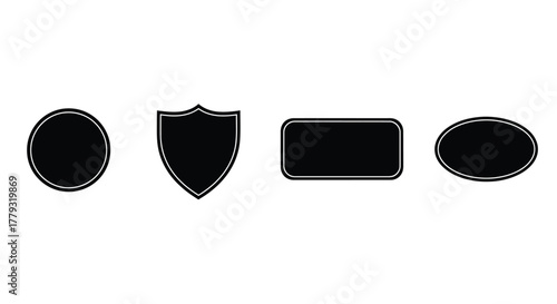Four black shape icons isolated on white background for web design use