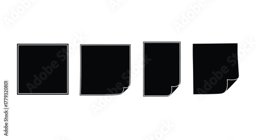 Silhouette of paper sheet with curled corner isolated on white background