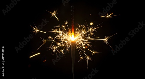 Wallpaper Mural Sparkling Brilliance: A close-up view captures the mesmerizing dance of light and energy from a sparkler against a dark canvas, creating a captivating visual experience. Torontodigital.ca