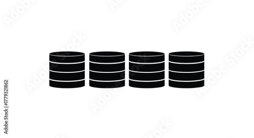 Database icon set isolated on white background for data storage and management