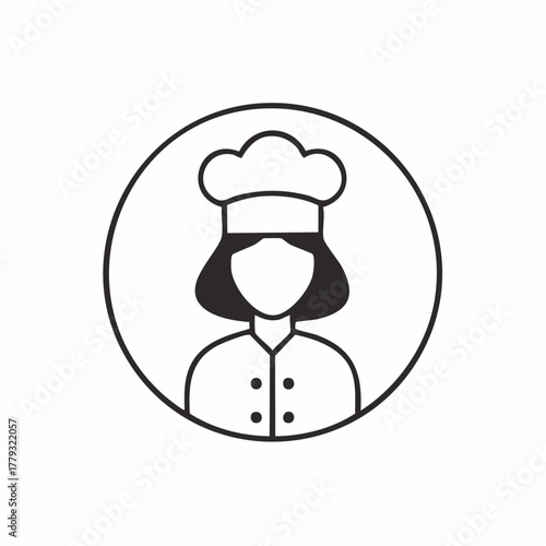 Chef icon in a circle, representing culinary professionals and the art of cooking, perfect for food blogs and restaurants