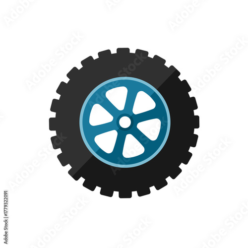 Off-road car wheel flat style vector icon