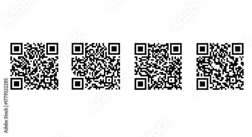 Four qr codes isolated on white background, information and technology concept