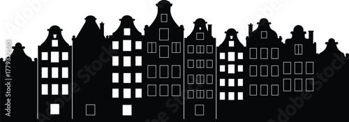  urban skyline, travel, culture, heritage, tourism, Amsterdam style, vintage charm, architectural details, old town, European street, classic facade, traditional homes, city silhouette, iconic Europe