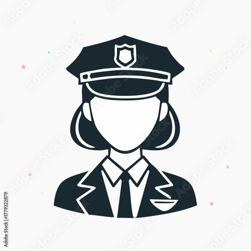 Illustration of a police officer's uniform and cap, symbolizing law enforcement and public safety