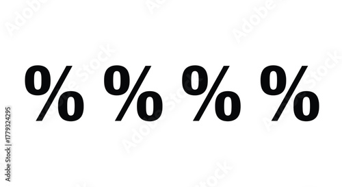 Four percentage signs isolated on white background in a row, vector illustration