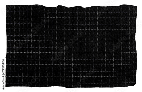 Piece of torn crumpled checkered fabric on a white background. Textile. Cellular tissue isolate
