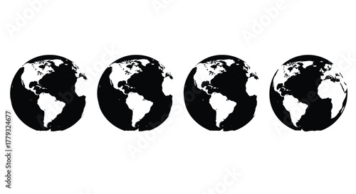 Four globe icons isolated on white background for design and decoration
