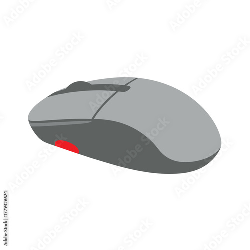 A flat style illustration of a computer mouse with a sleek and minimal design, representing everyday digital navigation and office use