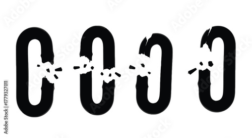 Broken chain isolated on white background represents freedom and independence