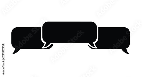 Three speech bubbles isolated on white background representing communication