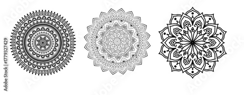 Elegant Golden Mandala Trio – Ornamental Boho Decorative Art Pattern"