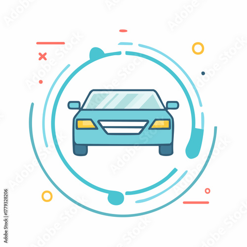 Modern Automobile Icon Representing Transportation and Travel