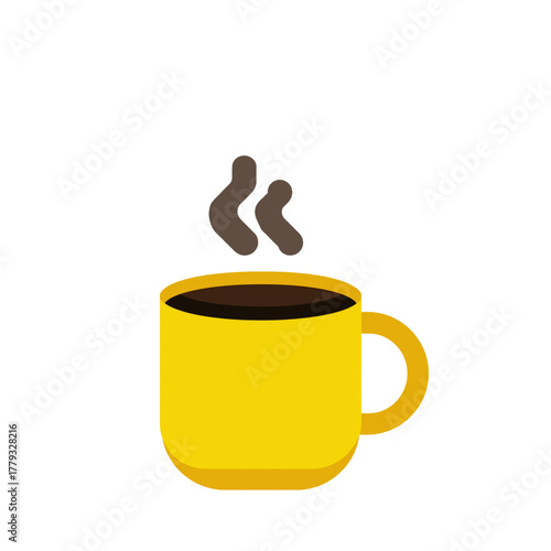 flat 2D icon vector illustrator a steaming coffee