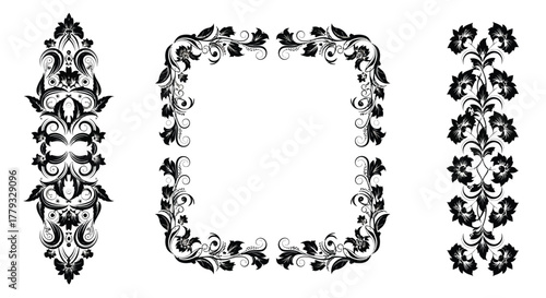 Floral ornaments and decorative elements isolated on white background