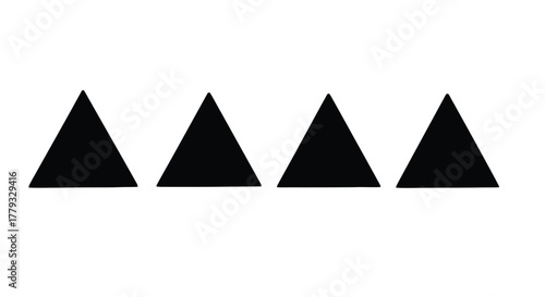Four black triangles isolated on white background are aligned in a row