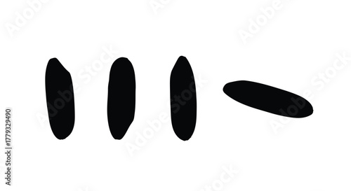 Four black dashes isolated on white background, arranged in a horizontal line