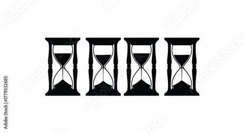 Four hourglasses isolated on white background representing time