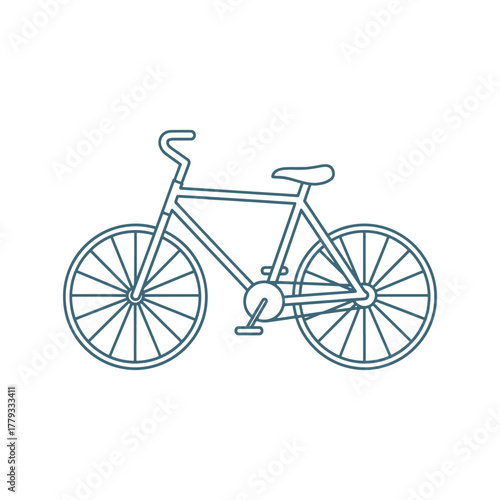 Simple line art of a blue bicycle on a white background bike transport