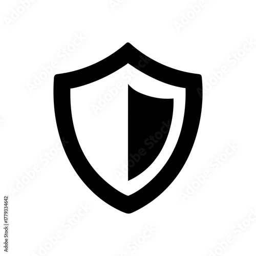 Free Download Minimal security shield silhouette vector illustration with white background for protection safety and cyber defense concept design  - GFXLoad