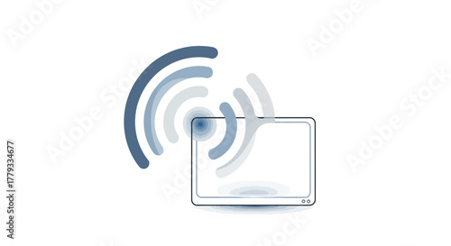 A simple icon of a smartphone with a Wi-Fi signal emitting from it, depicted in shades of blue against a clean white background.