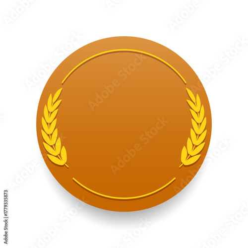 Round wreath badge isolated on white. Suitable for agriculture, farm, harvest, celebration, award, logo template. Vector illustration.