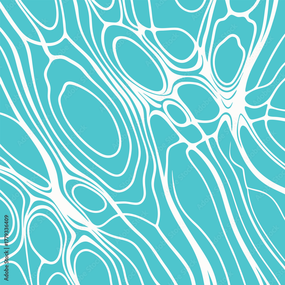 Naklejka premium Abstract organic pattern of wavy lines on teal background