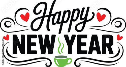 Festive happy new year greeting card design with vibrant colors and classic typography perfect for celebratory announcements and seasonal promotions