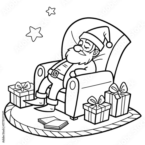 Santa Claus sleeping in an armchair 
