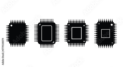 Microchips with pins isolated on white background