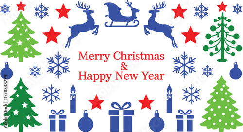 Festive christmas graphic elements collection featuring traditional holiday colors and classic fonts for seasonal design projects