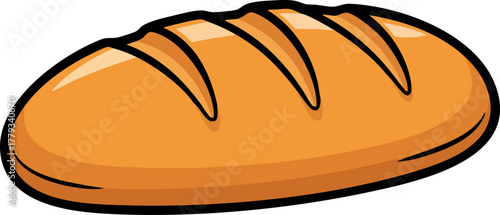 Loaf of bread, whole baked bread, flat vector illustration.