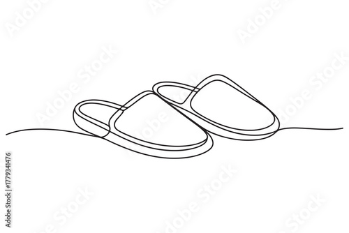 Continuous one line drawing of slipper shoe outline illustration
