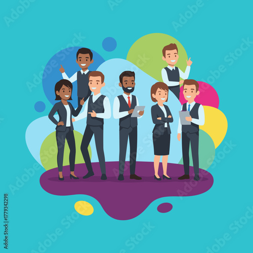 Diverse group of professional business people standing together Teamwork and success concept