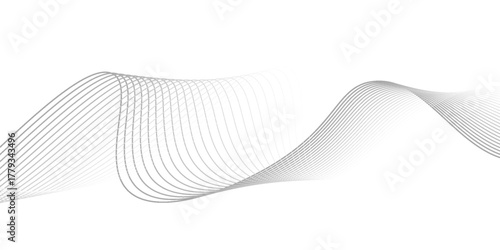 Technology abstract lines on white background. Undulate Grey Wave Swirl, frequency sound wave, twisted curve lines with blend effect.