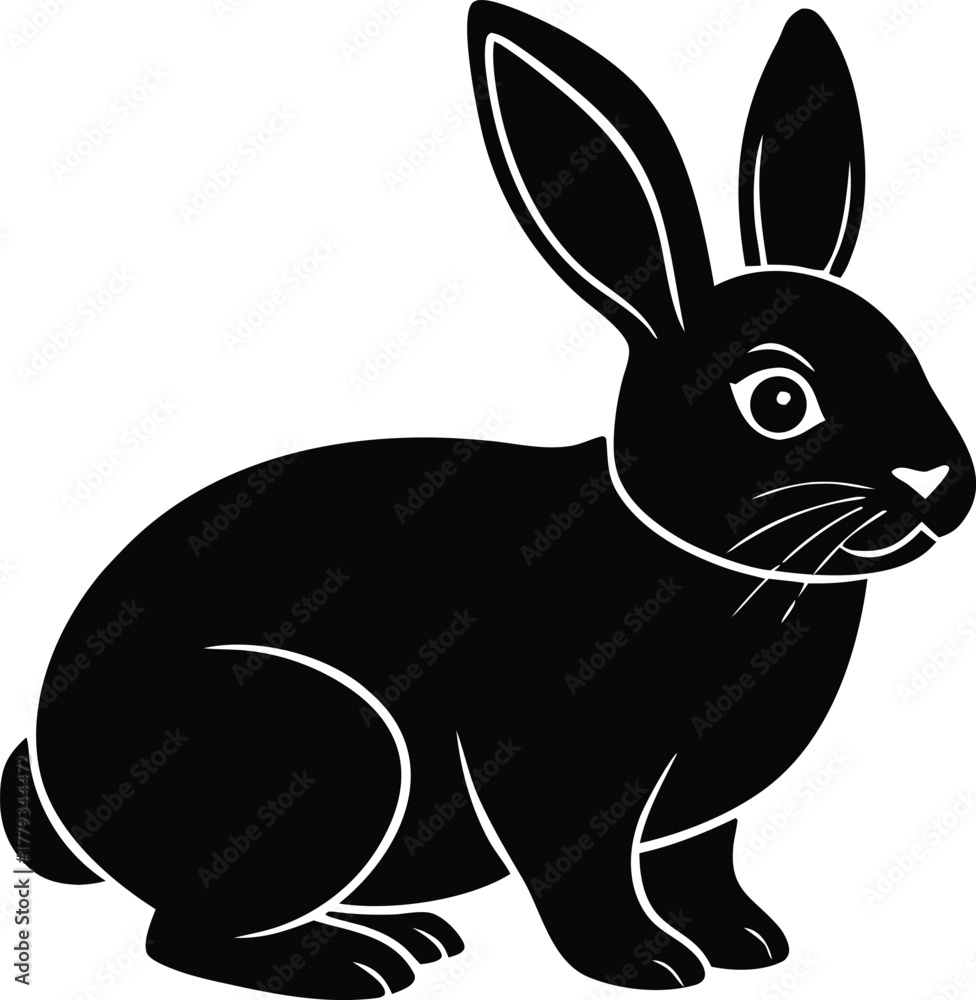 Fototapeta premium Minimal Cute Rabbit Vector Illustration
