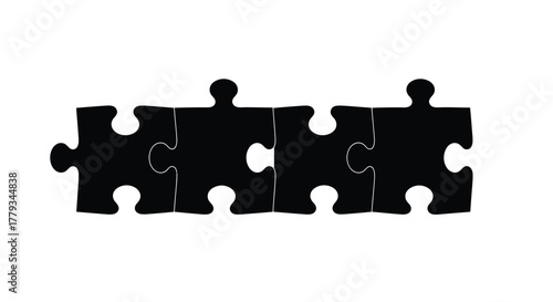 Four puzzle pieces isolated on white background, symbolizing problemsolving
