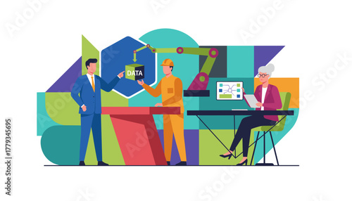 Collaboration on industrial data processing using robotics analytics and team expertise