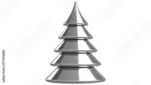 Modern metallic Christmas tree sculpture offers elegant holiday decor and festive design elements for winter celebrations and seasonal projects