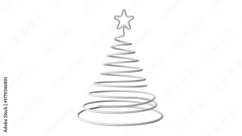Fototapeta premium Elegant minimalist spiral Christmas tree with star topper for modern holiday designs and festive celebrations