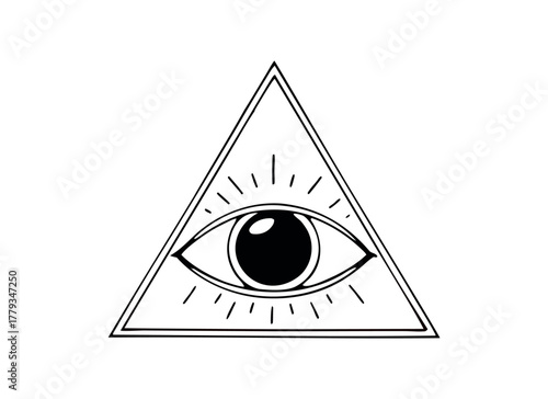 All Seeing Eye of Providence Vector Illustration – Mystic Pyramid Symbol of Illuminati and Freemasonry