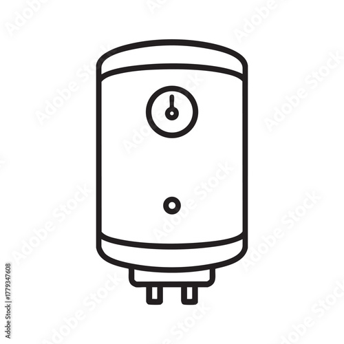 Simple line drawing of a classic water heater appliance icon