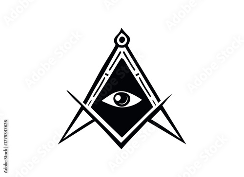 All Seeing Eye of Providence Vector - Masonic Square and Compasses Sacred Symbol