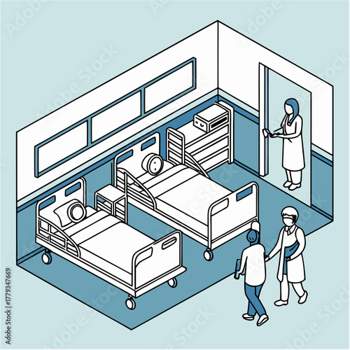 Hospital Patient Room with Medical Staff