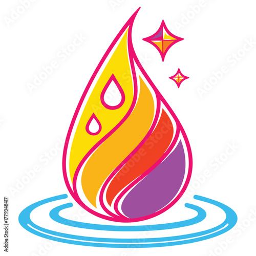 Stylized droplet + spark fusion logo, single line forming a droplet base and tiny glowing star at the top, representing purity and innovation, minimal gradient tone.