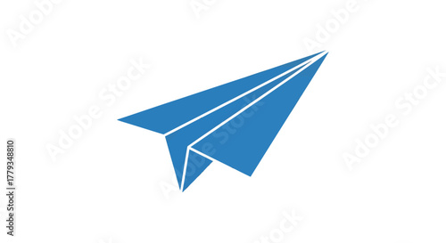 A simple blue paper airplane icon representing travel and communication