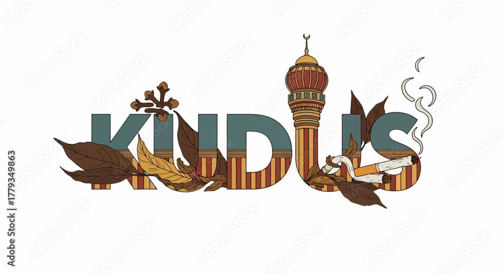 Obraz premium Illustrative depiction kudus city indonesia with culture and traditional style