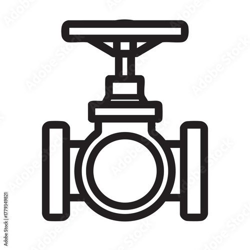 Simple black and white line drawing of an industrial gate valve
